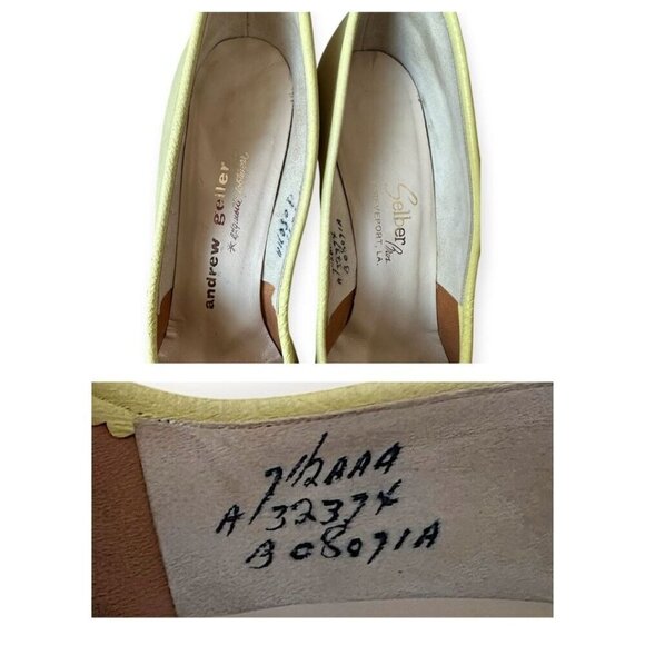 Andrew‎ Geller Yellow pumps. Soft Pointed Toe,  Size 7 1/2 AAA Narrow, Vintage - Picture 9 of 16